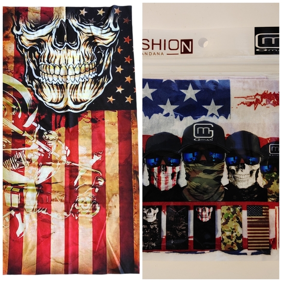 NEW Neck Biker Fashion Gaitor Bandana Biker Skull Flag - Picture 1 of 6